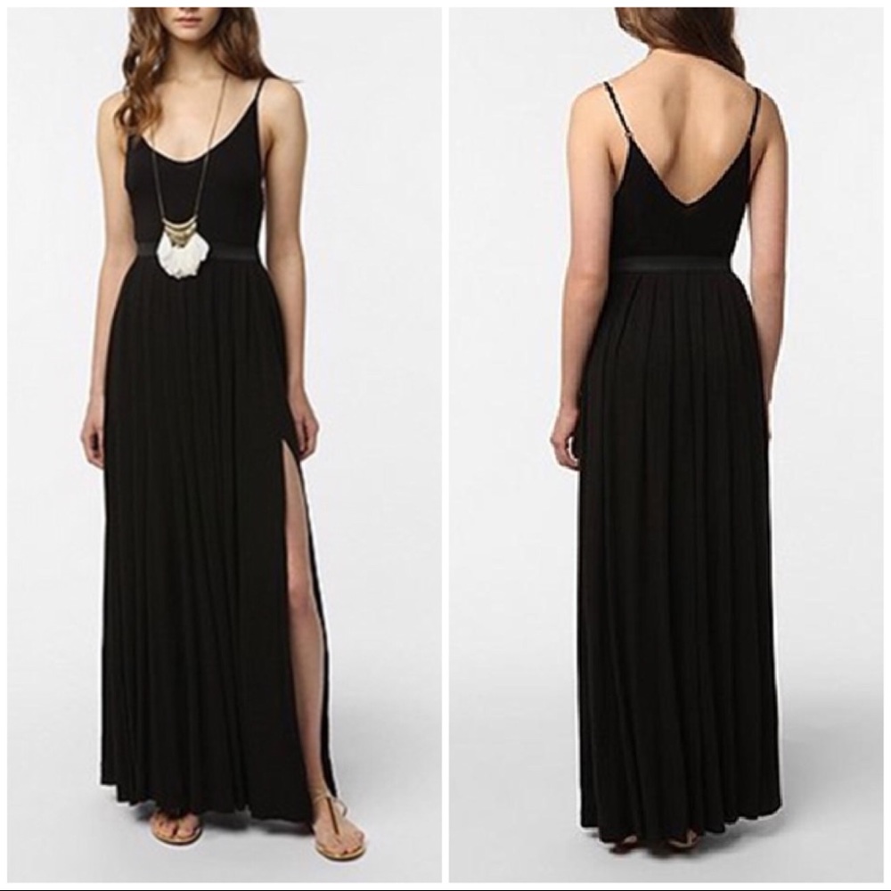 Urban Outfitters Double Slit Black Maxi Dress
